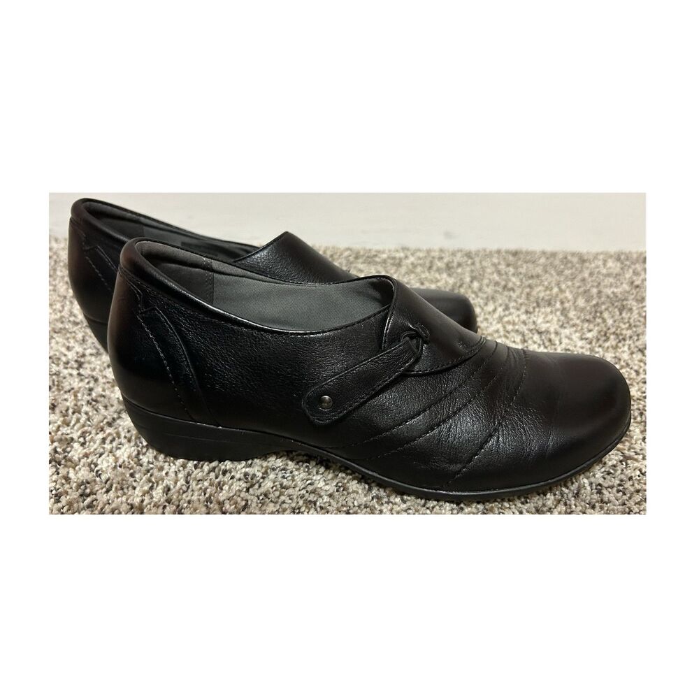 Dansko Franny Women's Black Leather Mary Jane Wedge Comfort Shoes US 8.5 EU 39